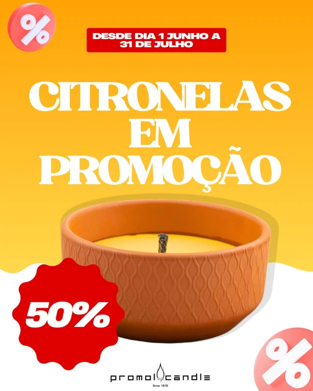 De dia 1 de junho a 31 de julho aproveite da nossa promoção em todos as citronelas.
Disponível apenas em loja física, por isso venha nos visitar! 🦟🦟🦟