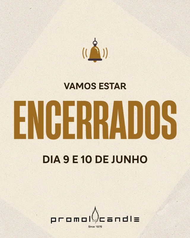 Estimados clientes,
Dia 9 e 10 de Junho estaremos encerrados.
Venha nos visitar antes disso!
