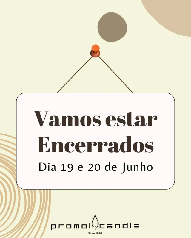 Vamos estar encerrados no feriado de dia 19 e dia 20 Junho.
Venha nos visitar antes disso!!