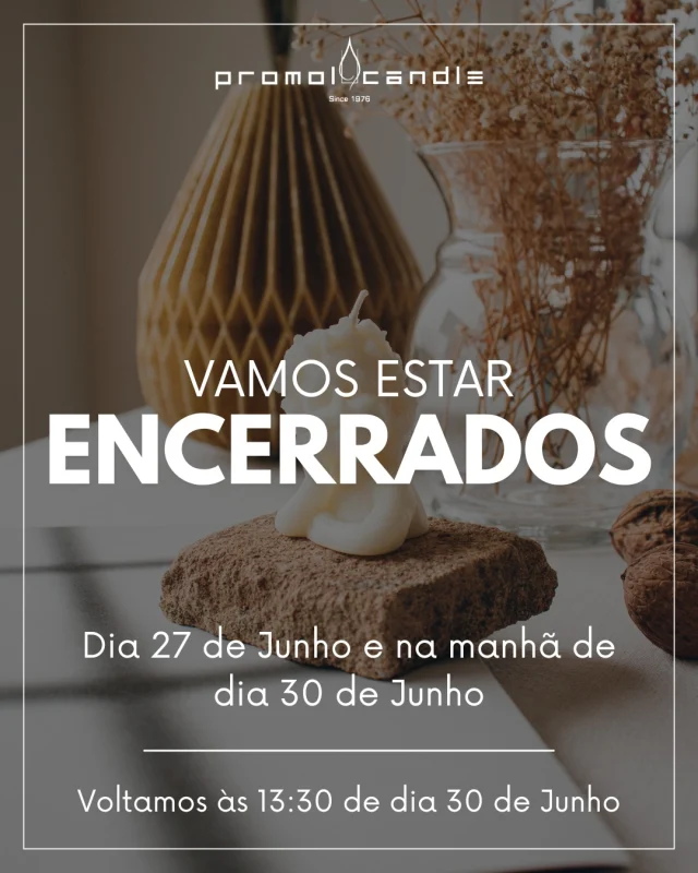 Vamos estar encerrados dia 27 e na manhã de dia 30 de Junho.
Venha nos visitar até lá!